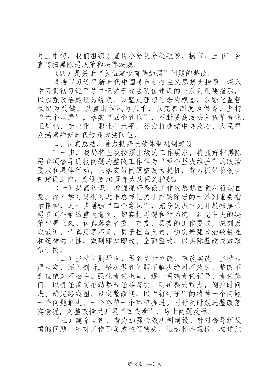 扫黑除恶整改工作情况汇报_第2页