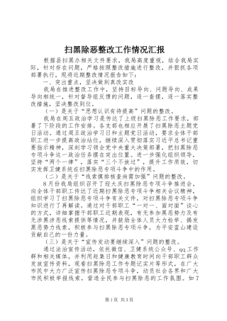 扫黑除恶整改工作情况汇报