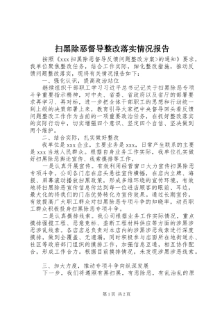 扫黑除恶督导整改落实情况报告