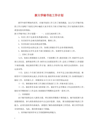 新大学秘书处工作计划 