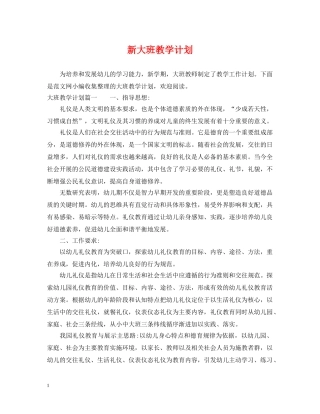 新大班教学计划 