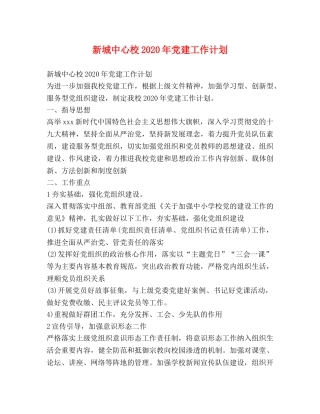 新城中心校2020年党建工作计划 