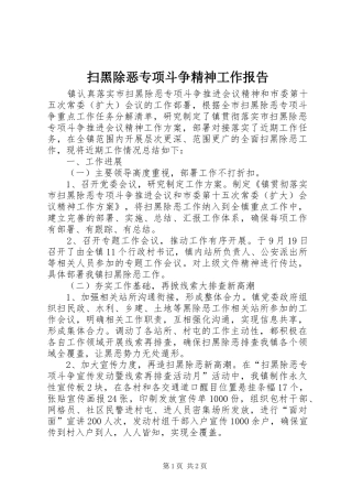扫黑除恶专项斗争精神工作报告