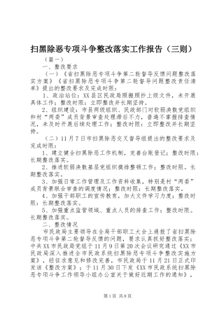 扫黑除恶专项斗争整改落实工作报告（三则）