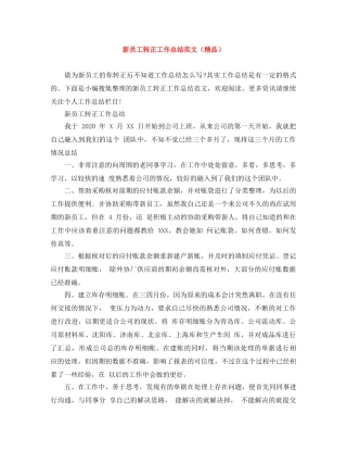 新员工转正工作总结范文（精品） 