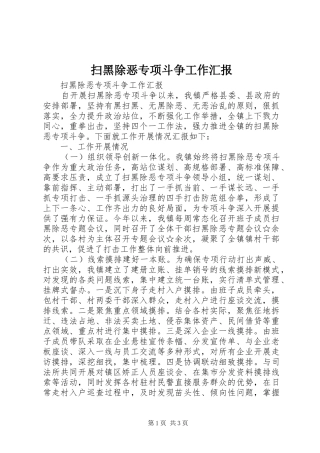 扫黑除恶专项斗争工作汇报