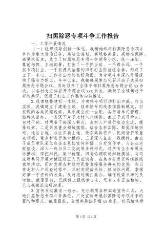 扫黑除恶专项斗争工作报告