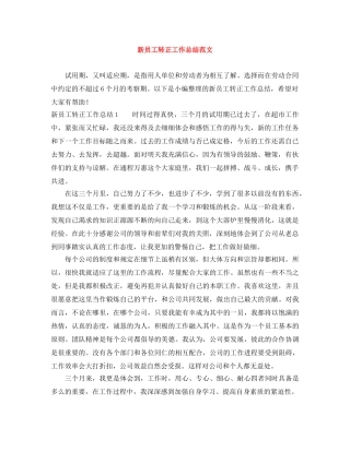 新员工转正工作总结范文 