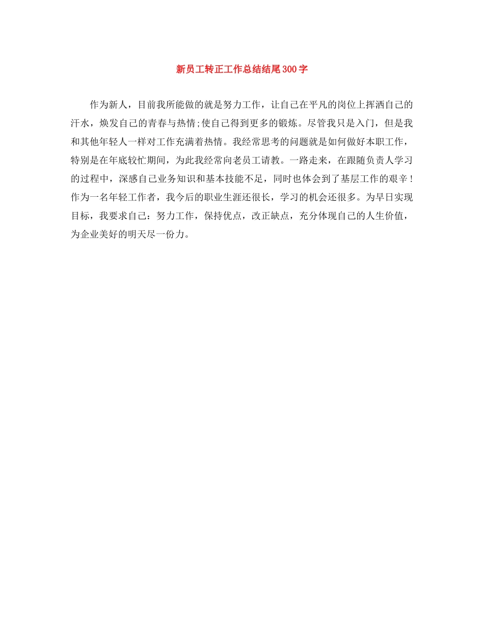 新员工转正工作总结结尾300字 _第1页