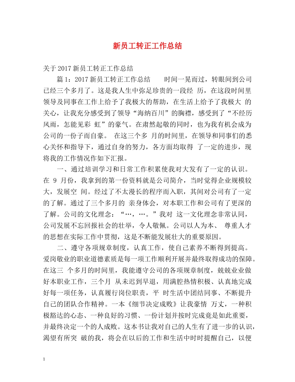 新员工转正工作总结 _第1页