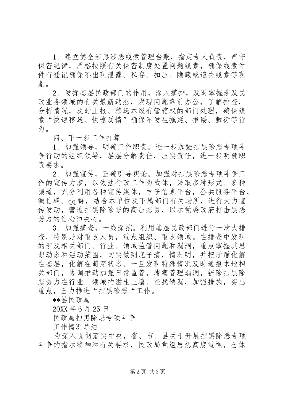 扫黑除恶专项斗争工作开展情况汇报_第2页