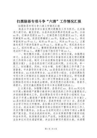 扫黑除恶专项斗争“六清”工作情况汇报
