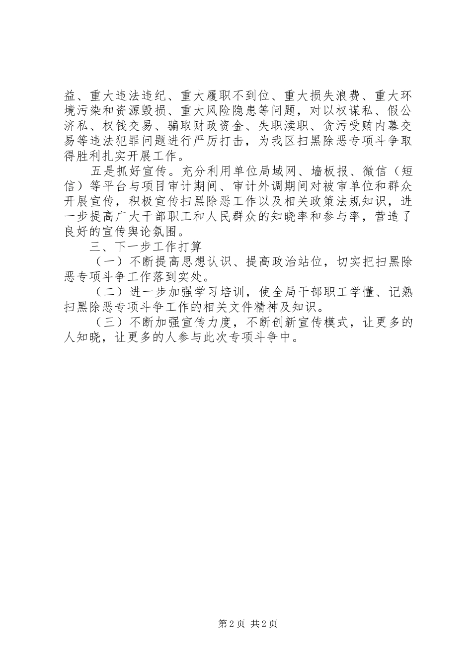 扫黑除恶专项整治工作自检自查报告_第2页