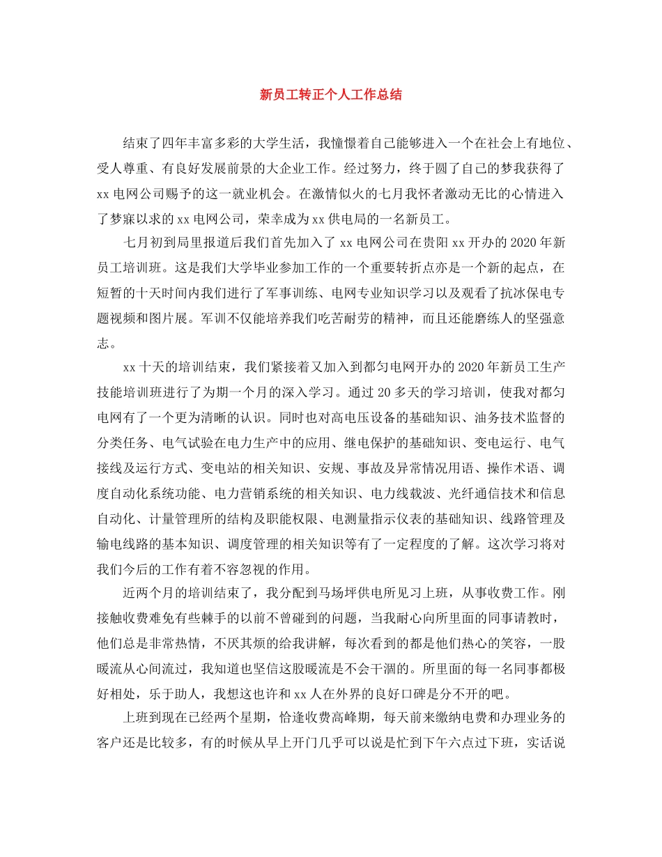 新员工转正个人工作总结 _第1页