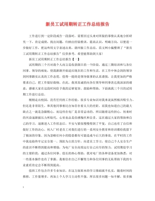 新员工试用期转正工作总结报告 