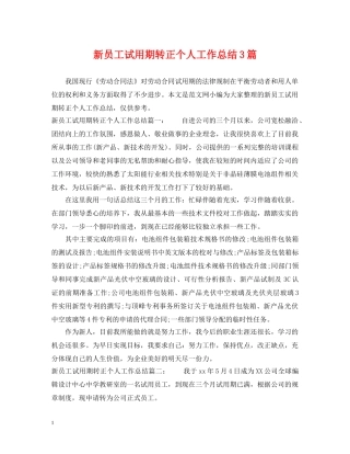 新员工试用期转正个人工作总结3篇 