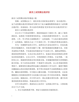 新员工试用期自我评价 