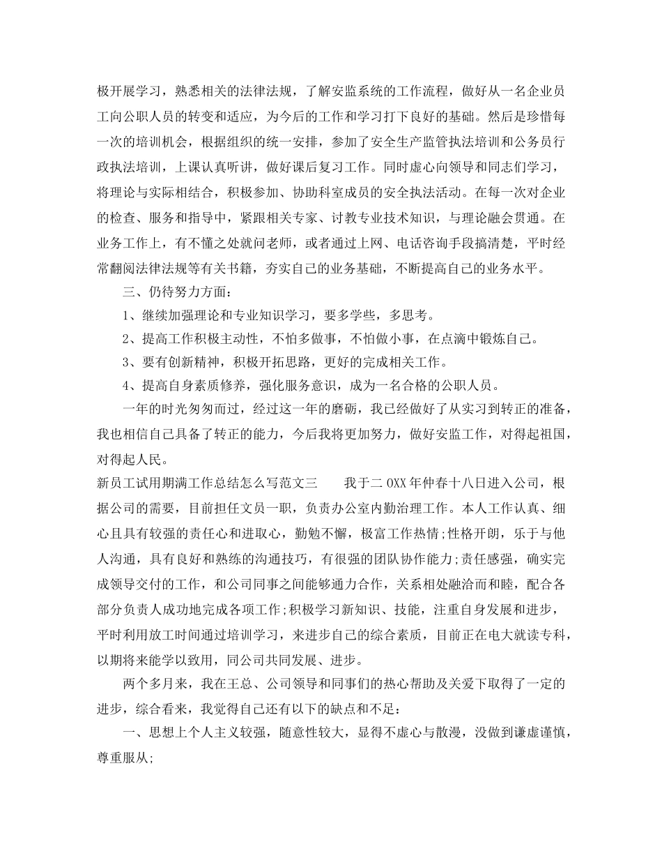 新员工试用期满工作总结怎么写 _第3页