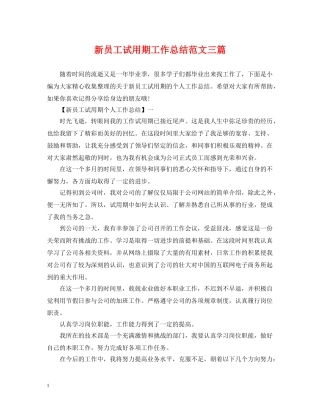新员工试用期工作总结范文三篇 