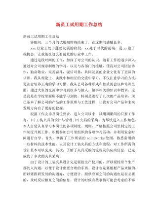 新员工试用期工作总结 (2) 