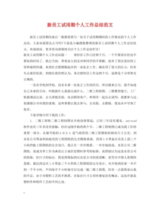 新员工试用期个人工作总结范文2 