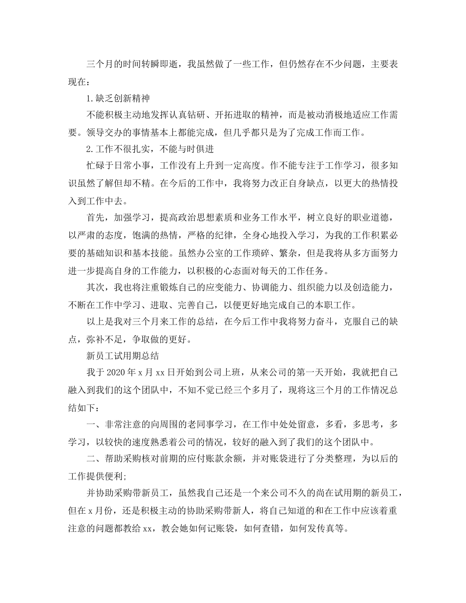 新员工试用期个人工作总结范文 _第3页