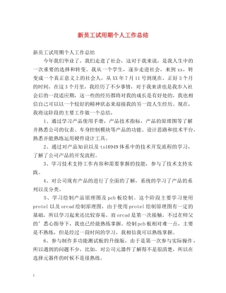 新员工试用期个人工作总结 