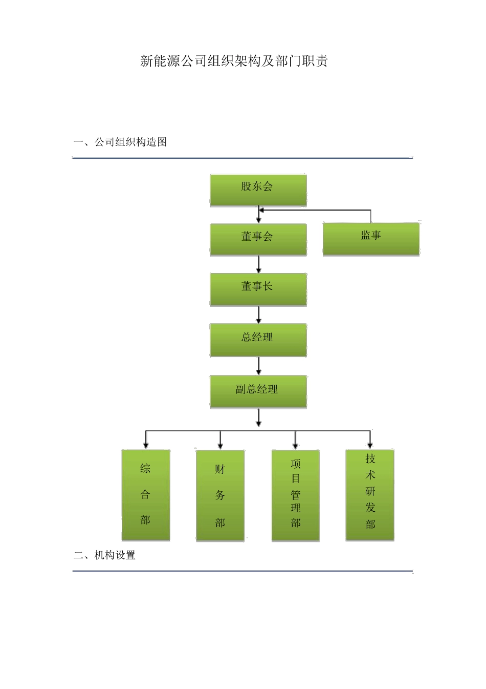 新能源公司组织架构及部门职责修改稿_第1页