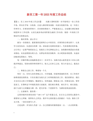 新员工第一年20XX年度工作总结 