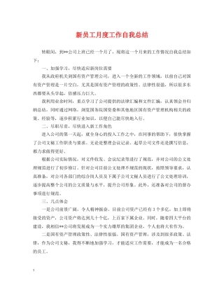 新员工月度工作自我总结 