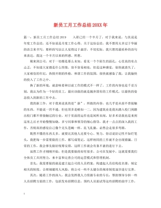 新员工月工作总结20XX年 