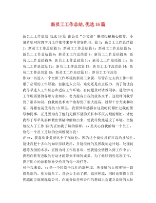 新员工工作总结,优选16篇 