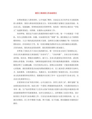新员工培训的工作总结范文 