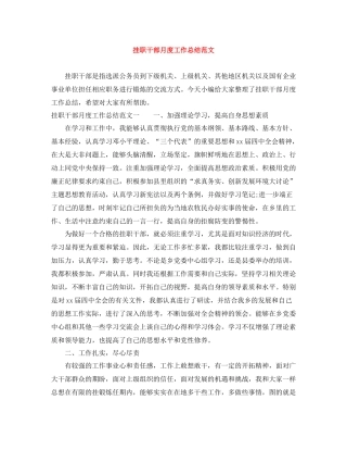 挂职干部月度工作总结范文