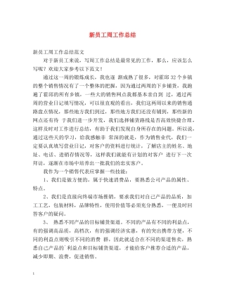 新员工周工作总结 