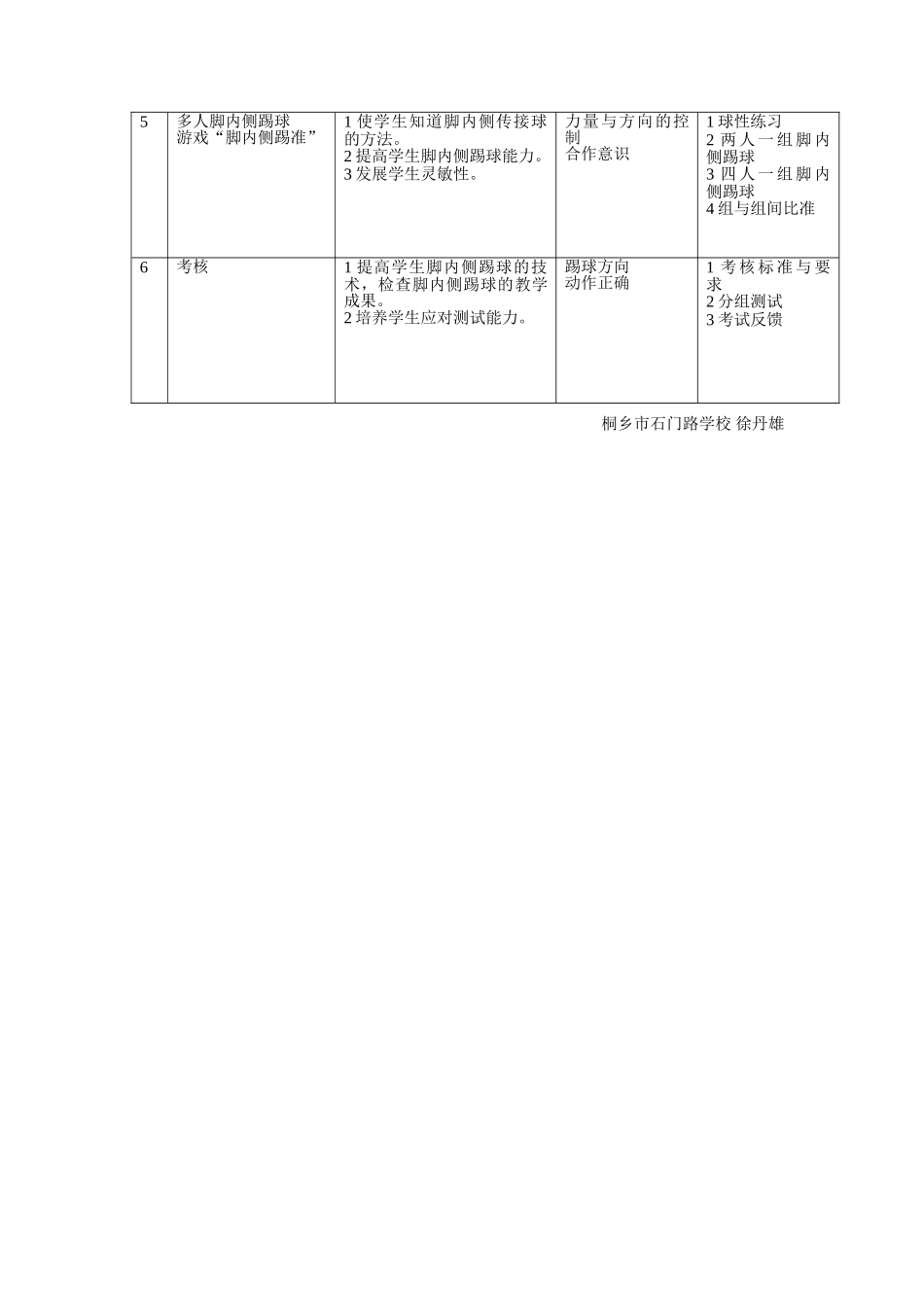 足球－脚内侧传球单元教学计划_第2页