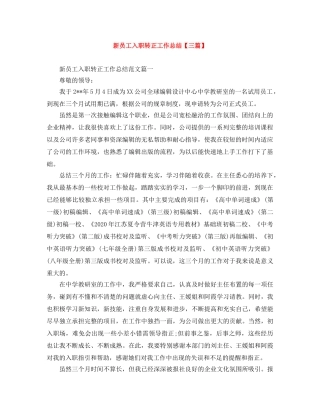 新员工入职转正工作总结【三篇】 