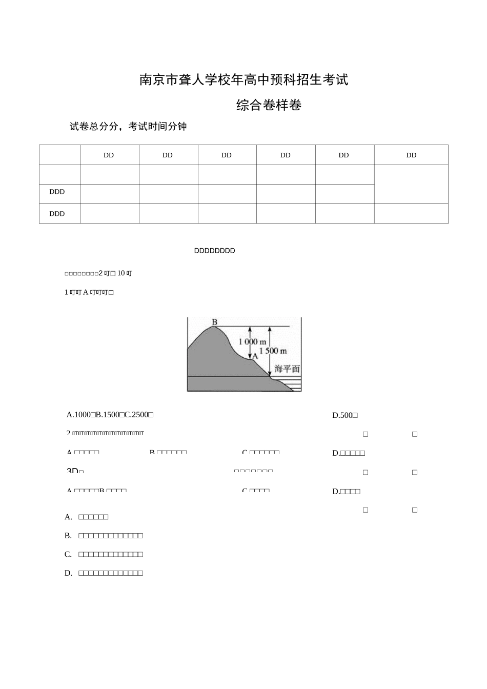 南京聋人学校年高中预科招生考试_第1页