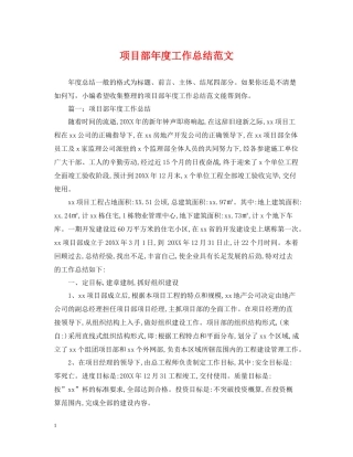 项目部年度工作总结范文2