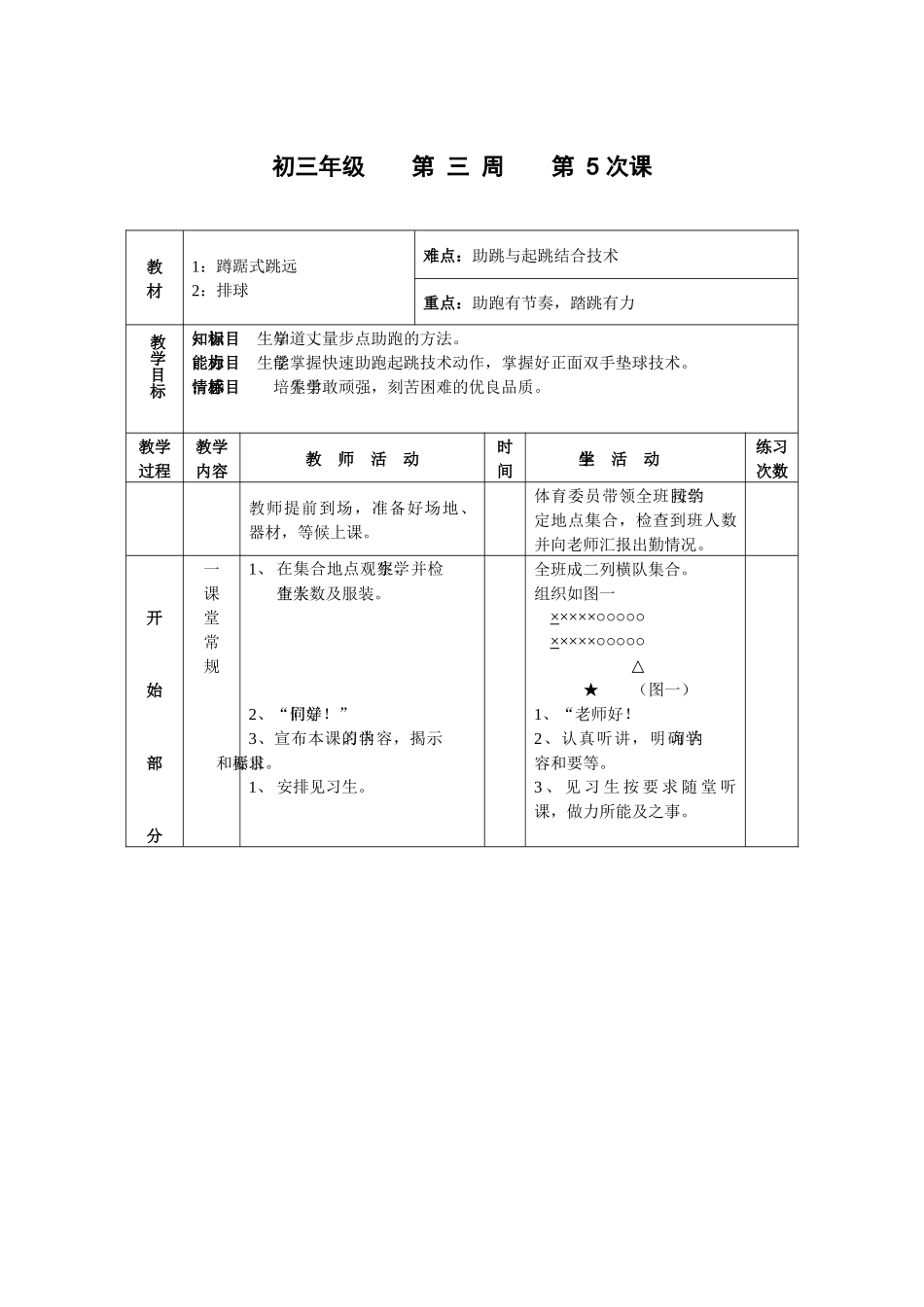 九年级体育第3周教案_第1页