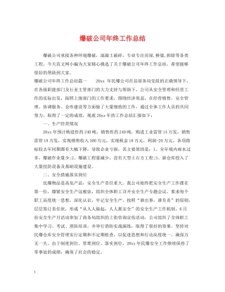 爆破公司年终工作总结