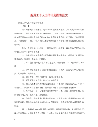 新员工个人工作计划报告范文 