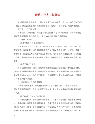 新员工个人工作总结 