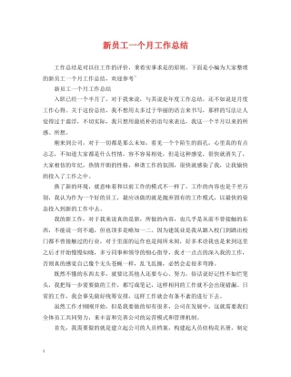新员工一个月工作总结 