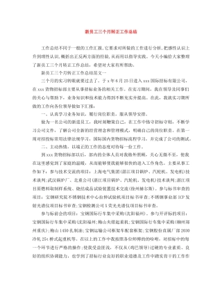 新员工三个月转正工作总结 