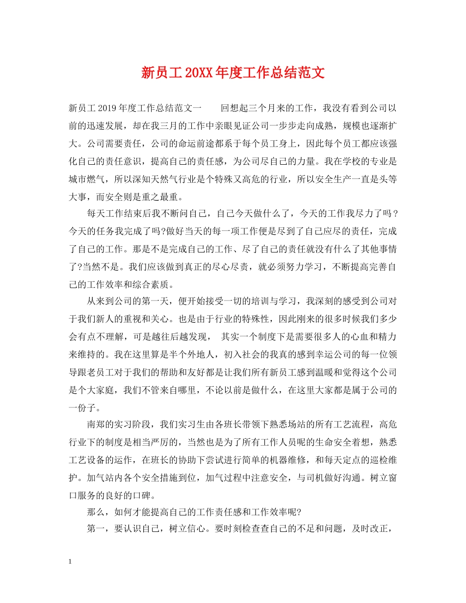 新员工20XX年度工作总结范文 _第1页