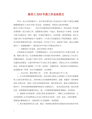 新员工20XX年度工作总结范文2 