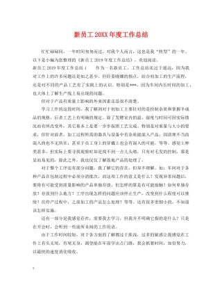 新员工20XX年度工作总结 