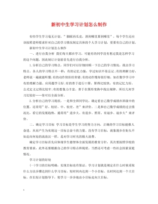 新初中生学习计划怎么制作 