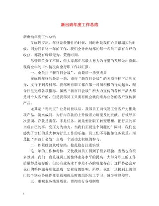 新出纳年度工作总结 